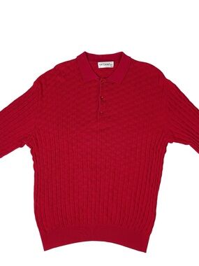 St. Croix Red Knit Textured Short-Sleeve Polo Shirt Size XL